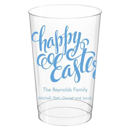 Calligraphy Happy Easter Clear Plastic Cups